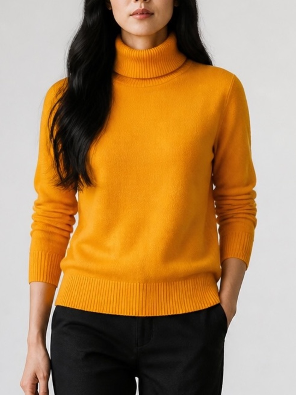 J. Crew Preferita Vibrant Orange 100% Cashmere Turtleneck Sweater